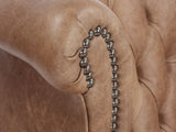 Queen Anne Wing Chair In Brown Vintage Leather