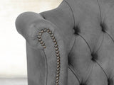 Queen Anne Wing Chair In Grey Vintage Leather