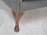 Queen Anne Wing Chair In Grey Vintage Leather