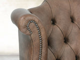 Queen Anne Wing Chair In Hickory Vintage Leather