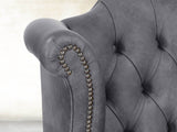 Queen Anne Wing Chair In Thunder Vintage Leather