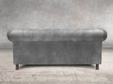 Alfred 2 Seat Chesterfield Sofa In Grey Vintage Leather