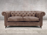 Alfred 2 Seat Chesterfield Sofa In Hickory Vintage Leather