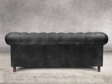 Alfred 3 Seat Chesterfield Sofa In Black Vintage Leather