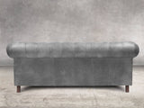 Alfred 3 Seat Chesterfield Sofa In Grey Vintage Leather