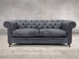 Alfred 3 Seat Chesterfield Sofa In Thunder Vintage Leather
