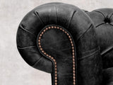 Alfred 4 Seat Chesterfield Sofa In Black Vintage Leather