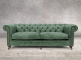 Alfred 4 Seat Chesterfield Sofa In Green Vintage Leather