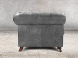 Alfred 4 Seat Chesterfield Sofa In Grey Vintage Leather