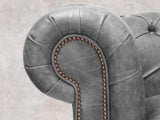 Alfred 4 Seat Chesterfield Sofa In Grey Vintage Leather