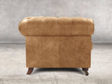 Alfred 4 Seat Chesterfield Sofa In Tan Vintage Leather