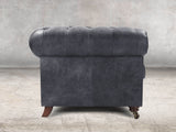 Alfred 4 Seat Chesterfield Sofa In Thunder Vintage Leather