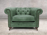 Alfred Chesterfield Chair In Green Vintage Leather