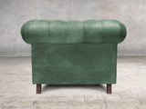 Alfred Chesterfield Chair In Green Vintage Leather