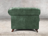 Alfred Chesterfield Chair In Green Vintage Leather
