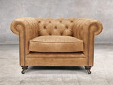 Alfred Chesterfield Chair In Tan Vintage Leather
