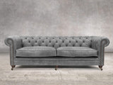 Alfred Extra Large Chesterfield Sofa In Grey Vintage Leather