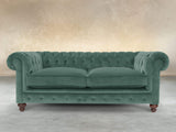 Arthur 2 Seat Chesterfield Sofa In Aqua Lush Velvet