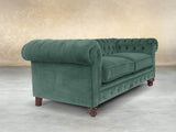 Arthur 2 Seat Chesterfield Sofa In Aqua Lush Velvet