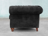 Arthur 2 Seat Chesterfield Sofa In Black Cat Vintage Velvet