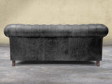 Arthur 2 Seat Chesterfield Sofa In Black Vintage Leather