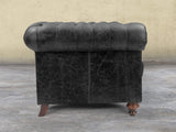 Arthur 2 Seat Chesterfield Sofa In Black Vintage Leather