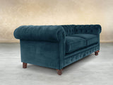 Arthur 2 Seat Chesterfield Sofa In Blue Lush Velvet