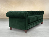 Arthur 2 Seat Chesterfield Sofa In Dark Green Lush Velvet