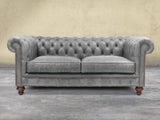 Arthur 2 Seat Chesterfield Sofa In Grey Vintage Leather