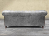 Arthur 2 Seat Chesterfield Sofa In Grey Vintage Leather