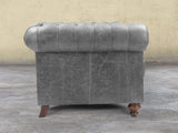 Arthur 2 Seat Chesterfield Sofa In Grey Vintage Leather
