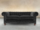 Arthur 2 Seat Chesterfield Sofa In Jet Black Lush Velvet