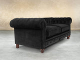 Arthur 2 Seat Chesterfield Sofa In Jet Black Lush Velvet