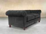Arthur 2 Seat Chesterfield Sofa In Nickel Lush Velvet