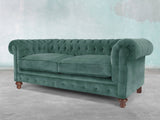 Arthur 2 Seat Chesterfield Sofa In Ocean Storm Vintage Velvet