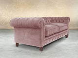 Arthur 2 Seat Chesterfield Sofa In Pink Lush Velvet