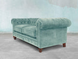 Arthur 2 Seat Chesterfield Sofa In Summer Mist Vintage Velvet
