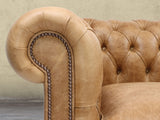 Arthur 2 Seat Chesterfield Sofa In Tan Vintage Leather