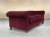 Arthur 2 Seat Chesterfield Sofa In Wine Lush Velvet