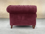 Arthur 2 Seat Chesterfield Sofa In Wine Lush Velvet