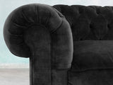 Arthur 3 Seat Chesterfield Sofa In Black Cat Vintage Velvet