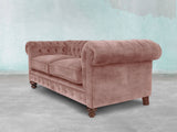 Arthur 3 Seat Chesterfield Sofa In Dusky Pink Vintage Velvet