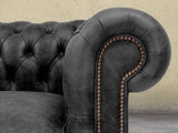 Arthur 4 Seat Chesterfield Sofa In Black Vintage Leather