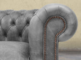 Arthur 4 Seat Chesterfield Sofa In Grey Vintage Leather