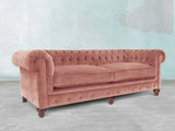 Arthur 4 Seat Chesterfield Sofa In Pink Blush Vintage Velvet