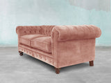 Arthur 4 Seat Chesterfield Sofa In Pink Blush Vintage Velvet