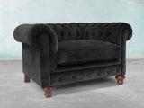 Arthur Chesterfield Chair In Black Cat Vintage Velvet