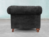 Arthur Chesterfield Chair In Black Cat Vintage Velvet