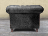 Arthur Chesterfield Chair In Black Vintage Leather