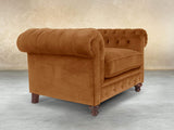 Arthur Chesterfield Chair In Burnt Orange Lush Velvet